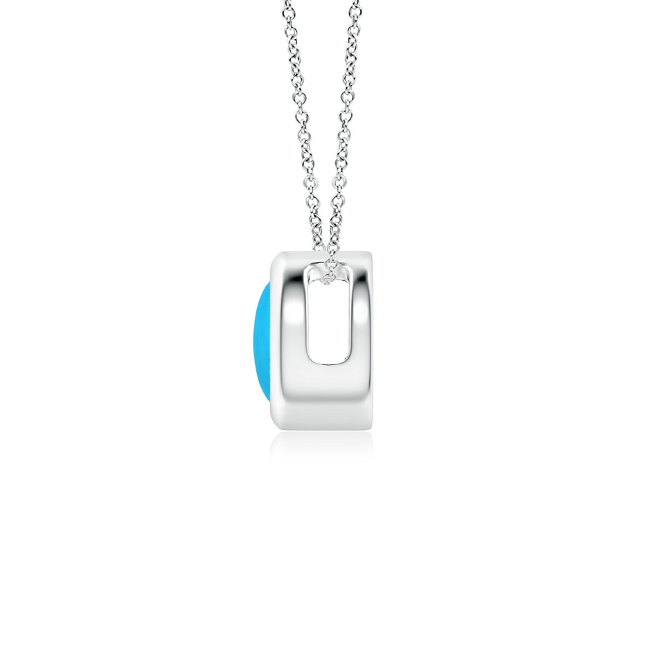 5mm AAAA Bezel-Set Round Turquoise Solitaire Pendant in S999 Silver side 199