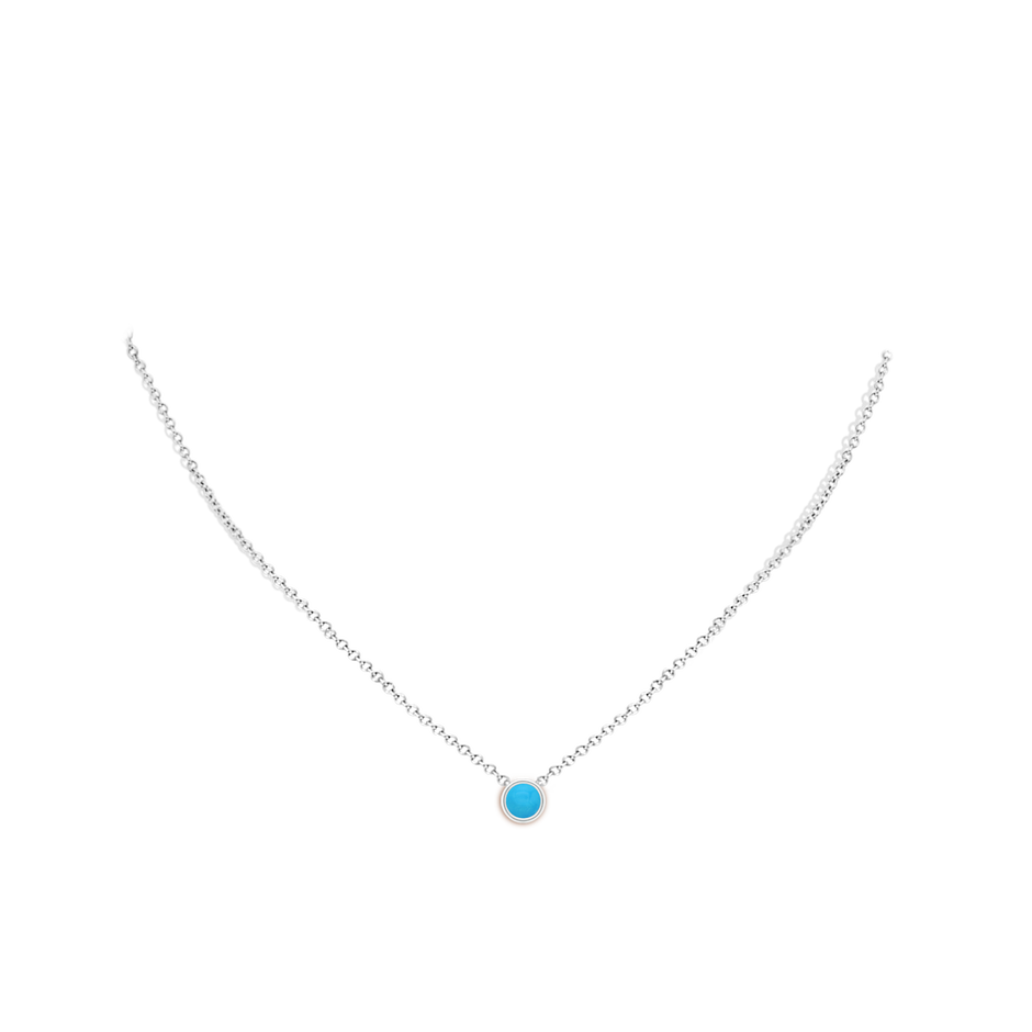 5mm AAAA Bezel-Set Round Turquoise Solitaire Pendant in White Gold pen
