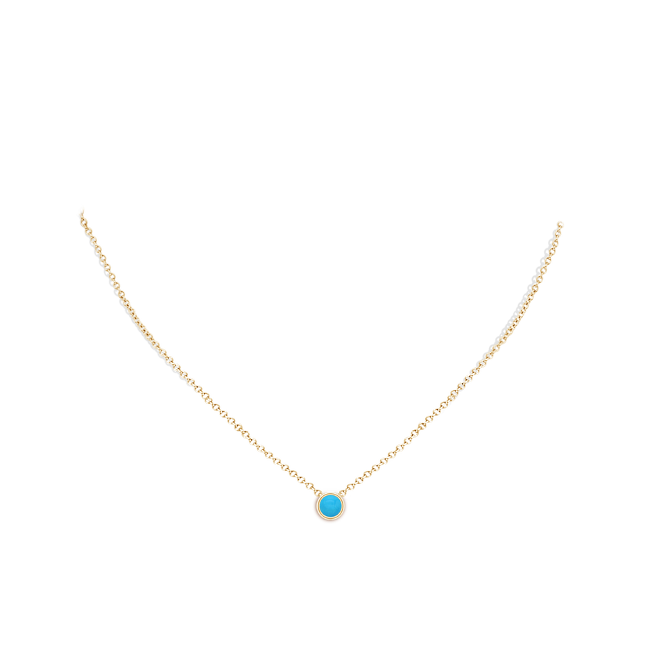 5mm AAAA Bezel-Set Round Turquoise Solitaire Pendant in Yellow Gold pen