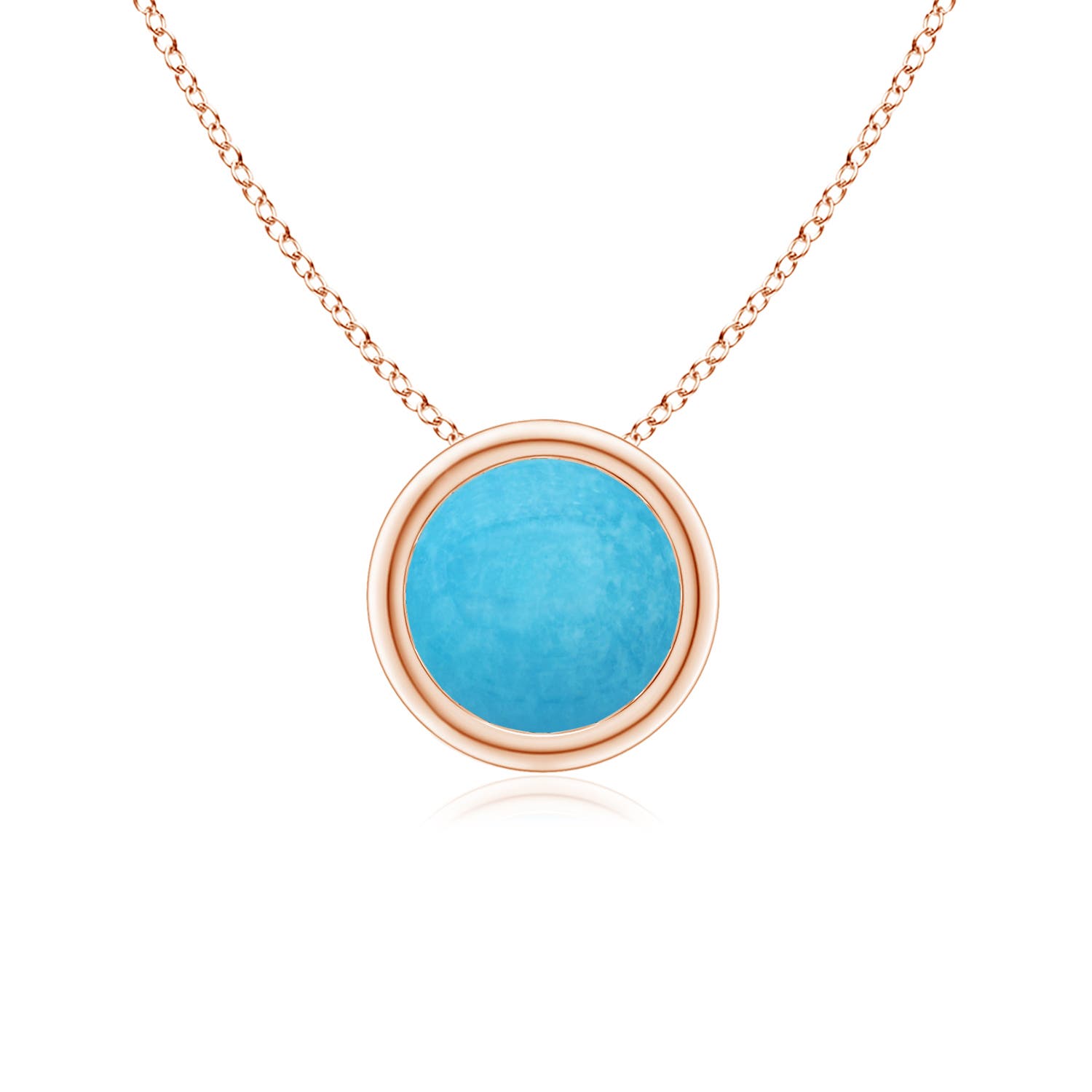 6mm A Bezel-Set Round Turquoise Solitaire Pendant in Rose Gold
