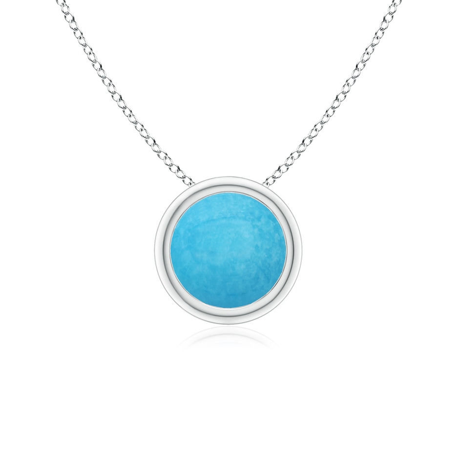 6mm A Bezel-Set Round Turquoise Solitaire Pendant in S999 Silver 