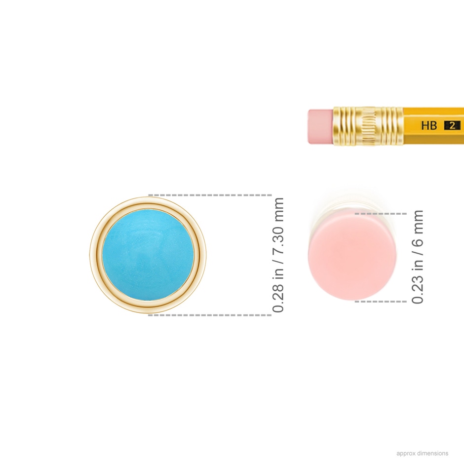 6mm AA Bezel-Set Round Turquoise Solitaire Pendant in Yellow Gold ruler