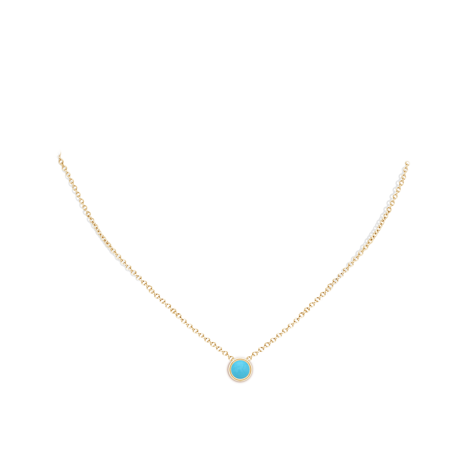 6mm AA Bezel-Set Round Turquoise Solitaire Pendant in Yellow Gold pen
