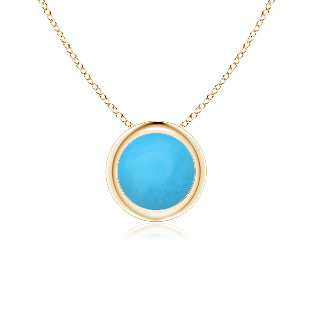 6mm AAA Bezel-Set Round Turquoise Solitaire Pendant in Yellow Gold