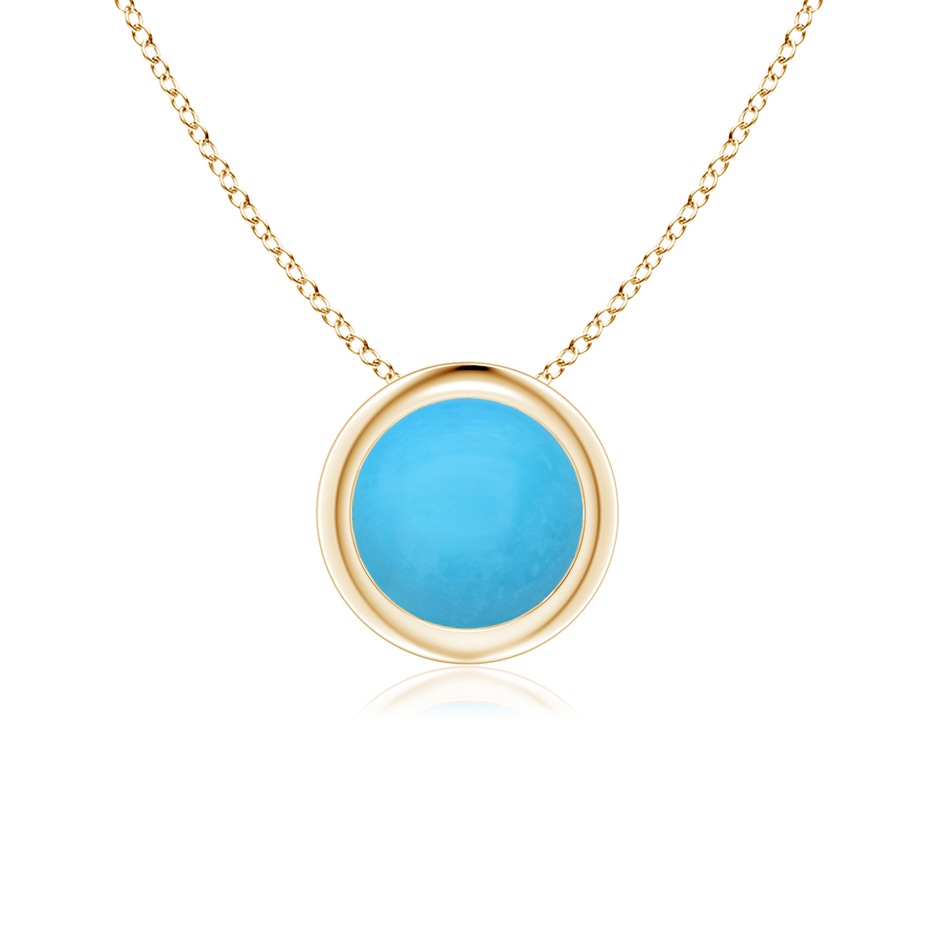 6mm AAA Bezel-Set Round Turquoise Solitaire Pendant in Yellow Gold 