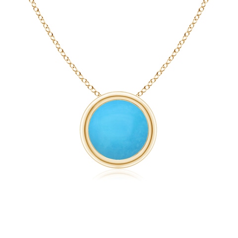 6mm AAA Bezel-Set Round Turquoise Solitaire Pendant in Yellow Gold