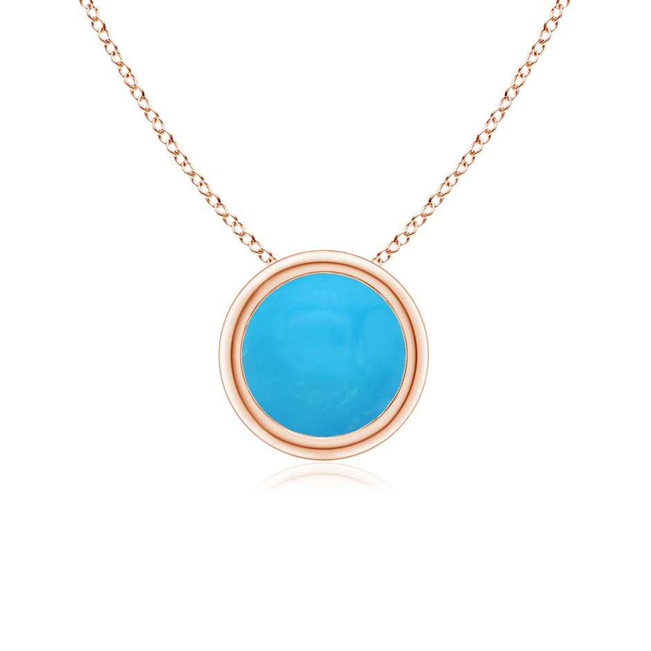 6mm AAAA Bezel-Set Round Turquoise Solitaire Pendant in Rose Gold 