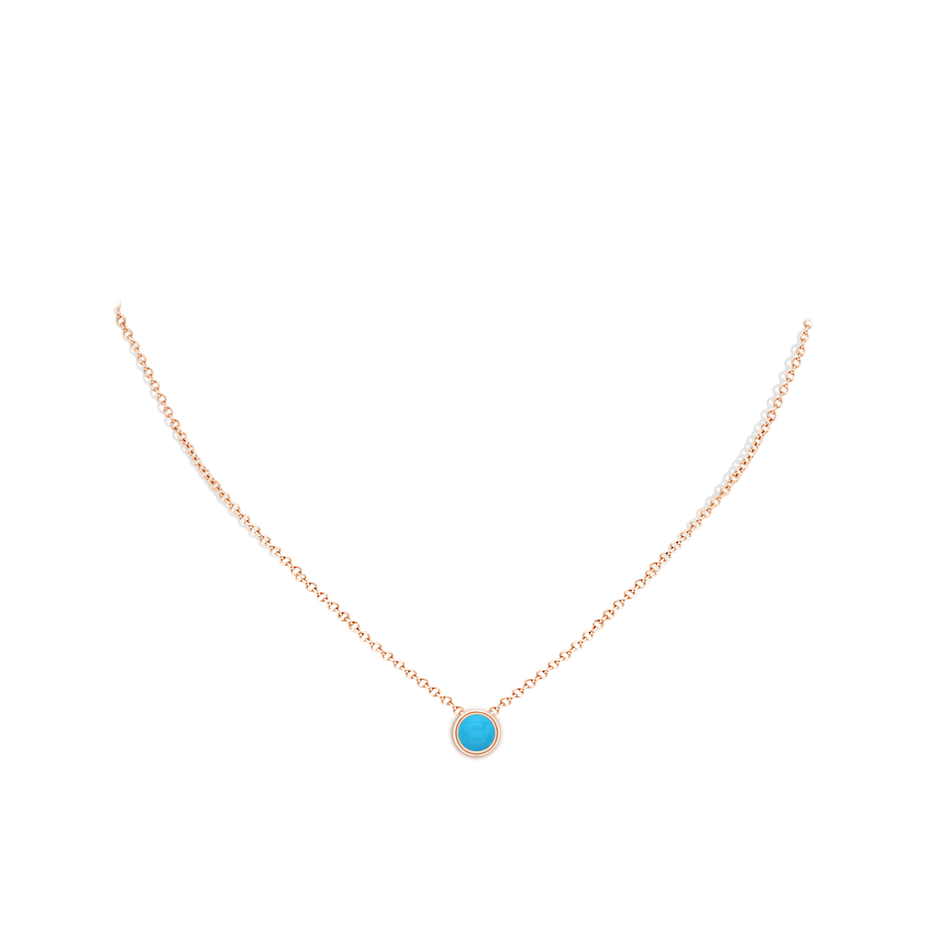 6mm AAAA Bezel-Set Round Turquoise Solitaire Pendant in Rose Gold pen