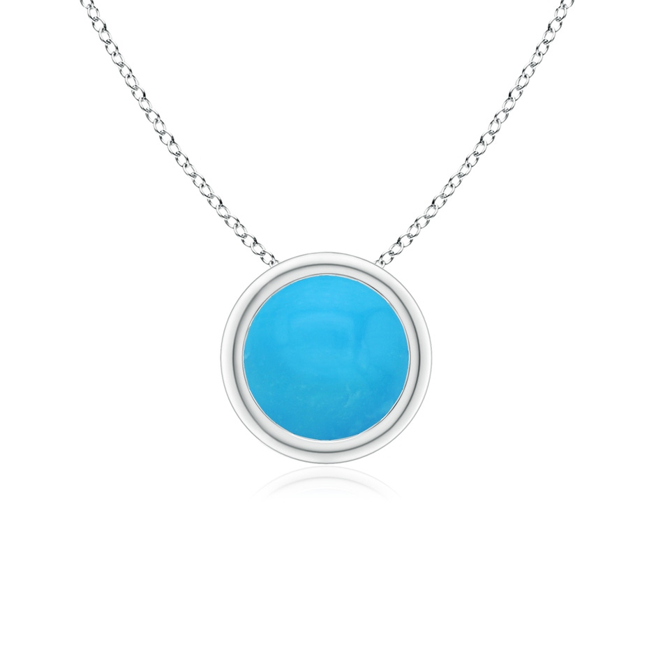 6mm AAAA Bezel-Set Round Turquoise Solitaire Pendant in S999 Silver 