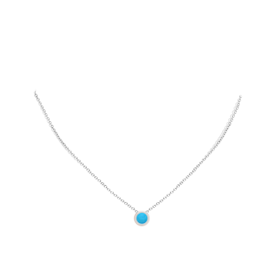 6mm AAAA Bezel-Set Round Turquoise Solitaire Pendant in S999 Silver pen