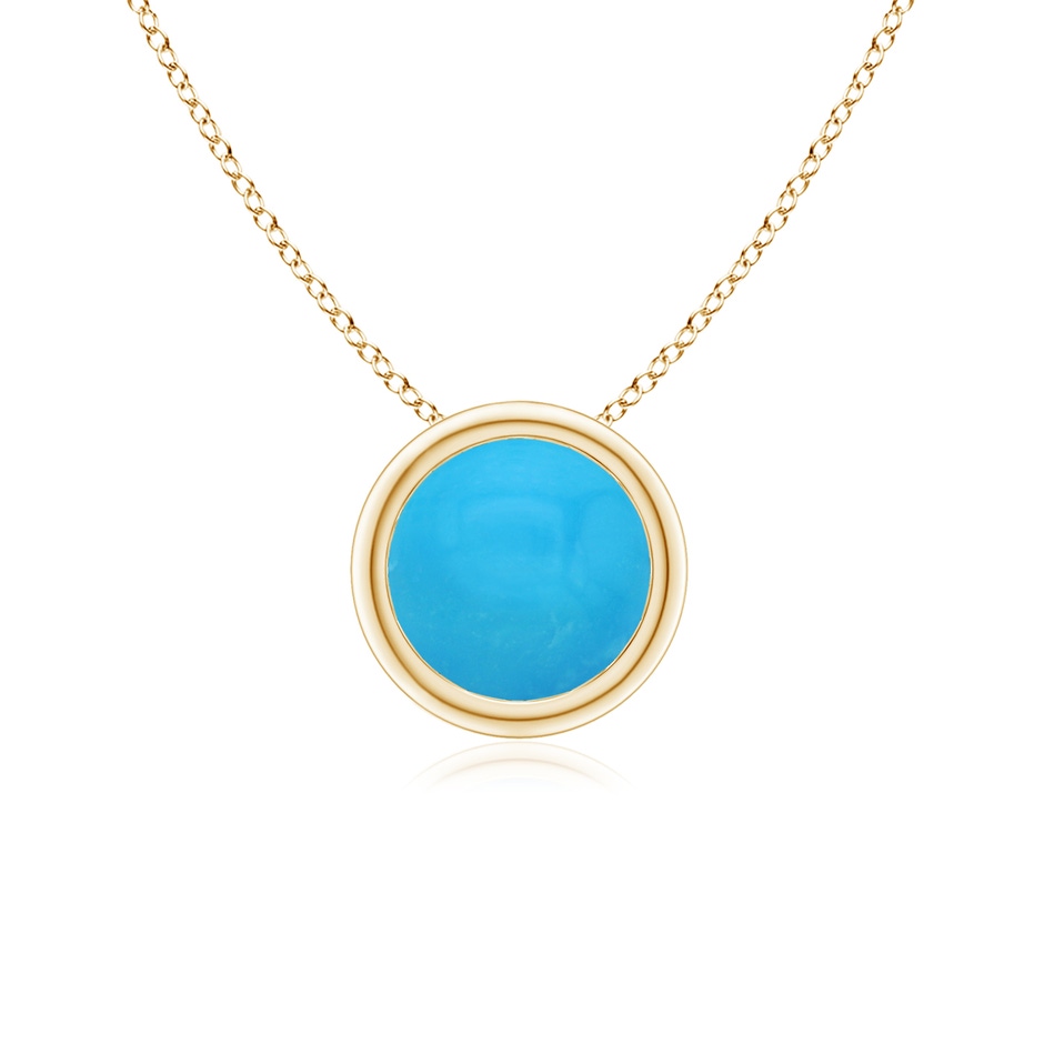 6mm AAAA Bezel-Set Round Turquoise Solitaire Pendant in Yellow Gold 