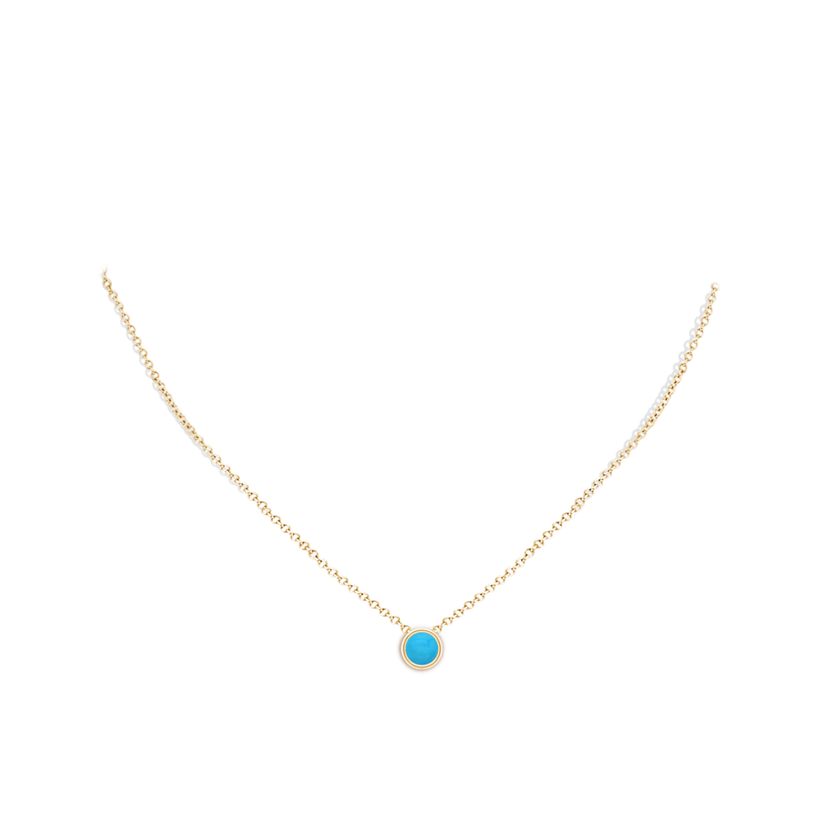 6mm AAAA Bezel-Set Round Turquoise Solitaire Pendant in Yellow Gold pen