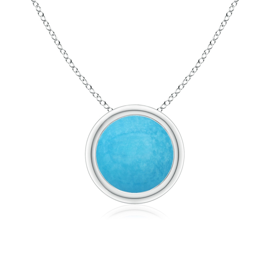 7mm A Bezel-Set Round Turquoise Solitaire Pendant in White Gold 