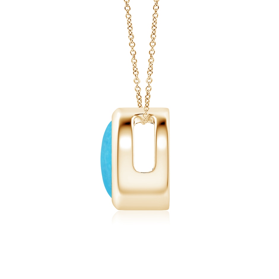 7mm A Bezel-Set Round Turquoise Solitaire Pendant in Yellow Gold side 199