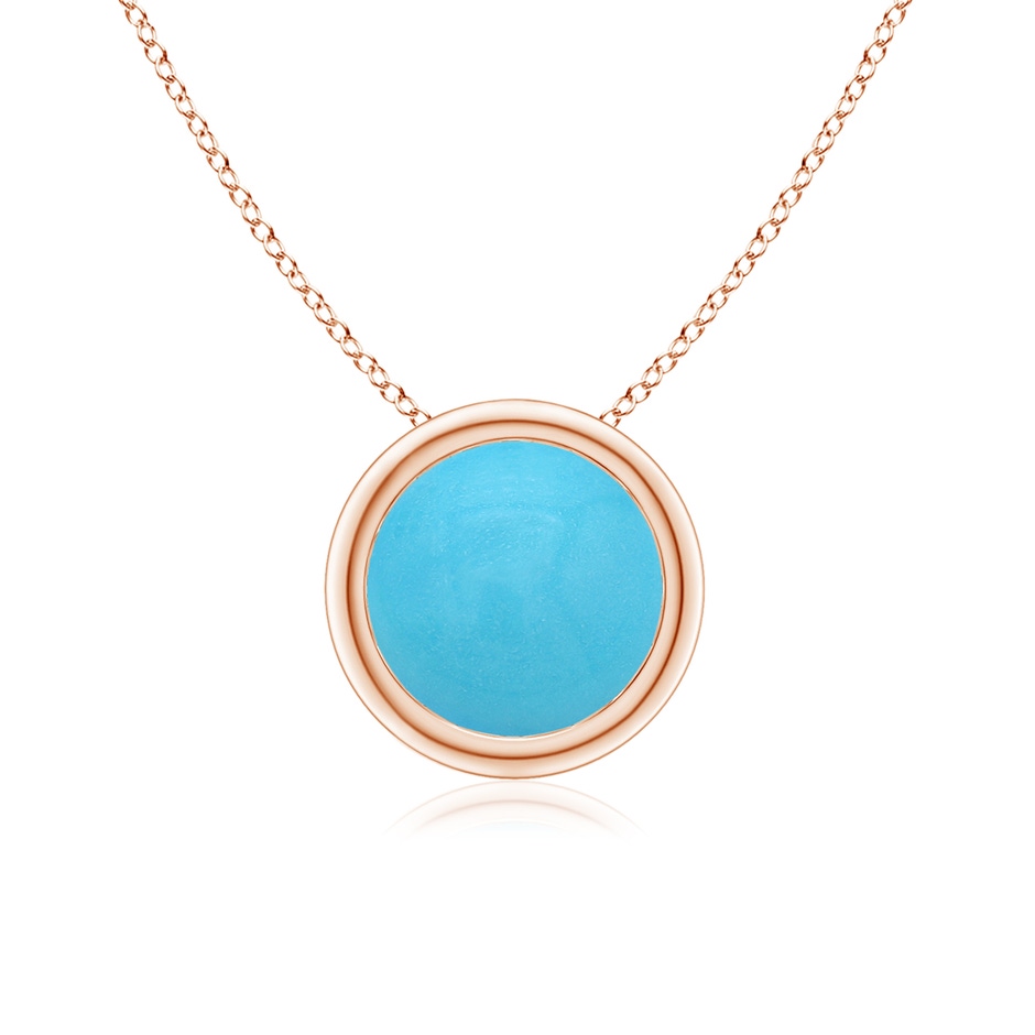 7mm AA Bezel-Set Round Turquoise Solitaire Pendant in Rose Gold 