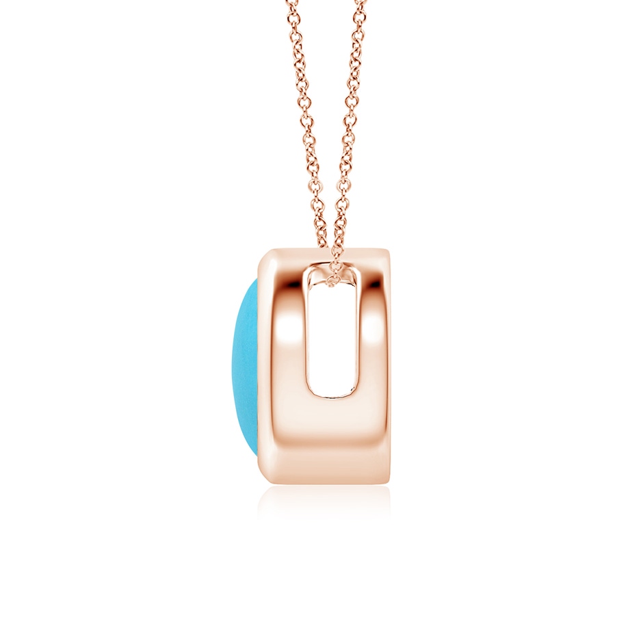7mm AA Bezel-Set Round Turquoise Solitaire Pendant in Rose Gold side 199