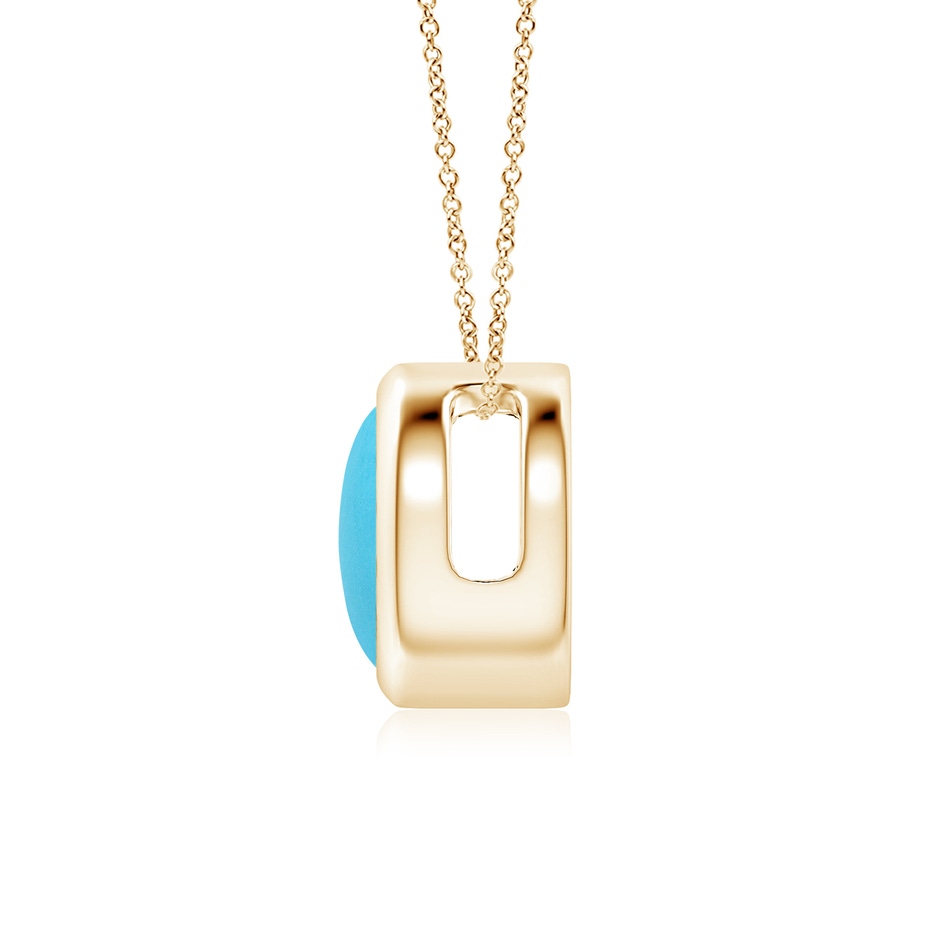 7mm AA Bezel-Set Round Turquoise Solitaire Pendant in Yellow Gold side 199