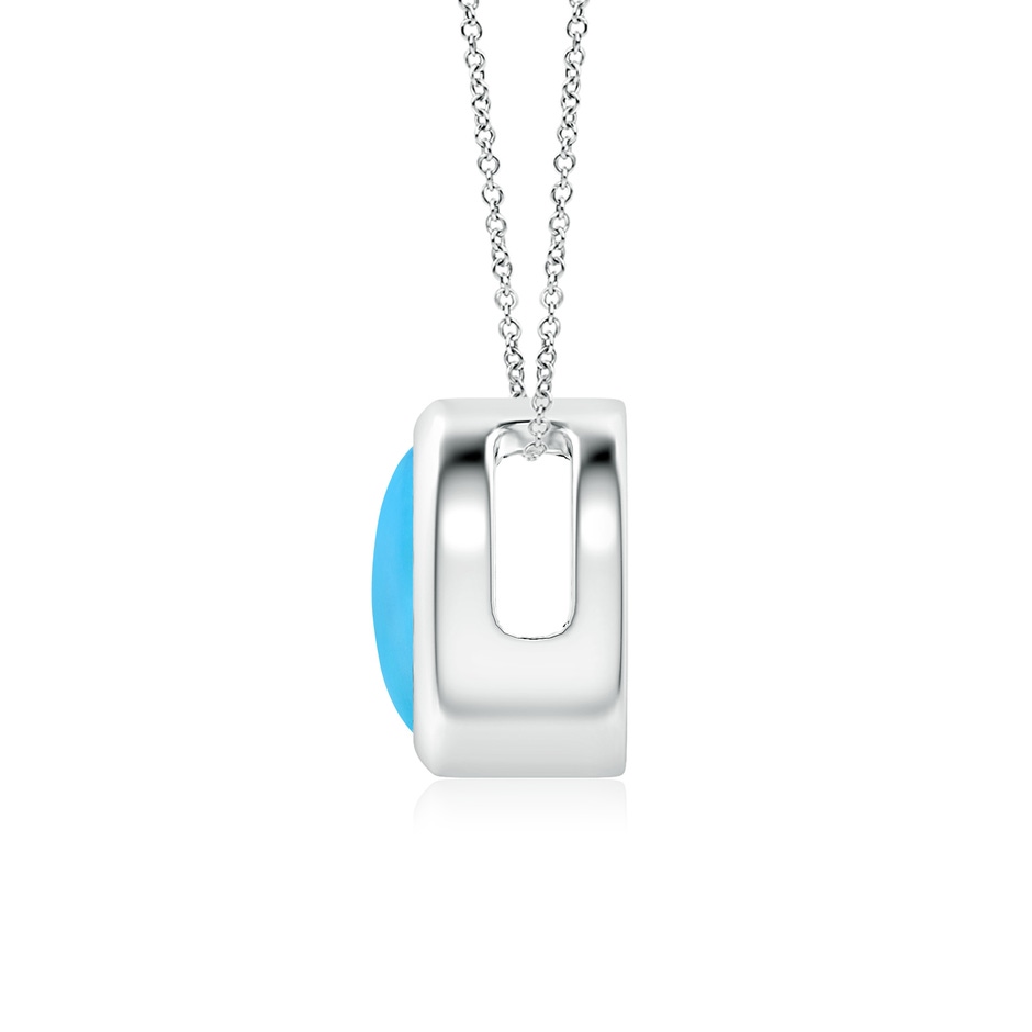 7mm AAA Bezel-Set Round Turquoise Solitaire Pendant in S999 Silver side 199