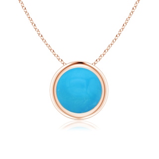 7mm AAAA Bezel-Set Round Turquoise Solitaire Pendant in Rose Gold