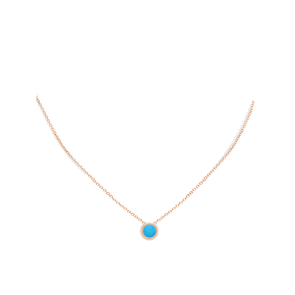 7mm AAAA Bezel-Set Round Turquoise Solitaire Pendant in Rose Gold pen
