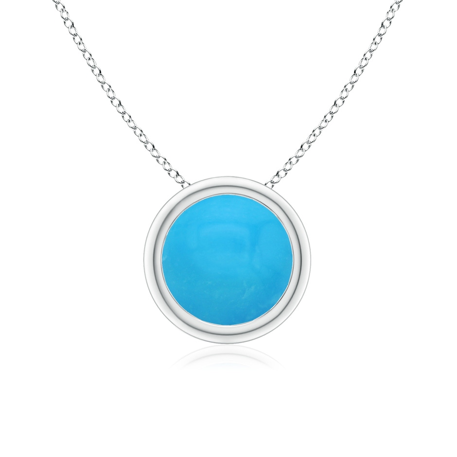 7mm AAAA Bezel-Set Round Turquoise Solitaire Pendant in White Gold 
