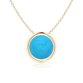 7mm AAAA Bezel-Set Round Turquoise Solitaire Pendant in Yellow Gold