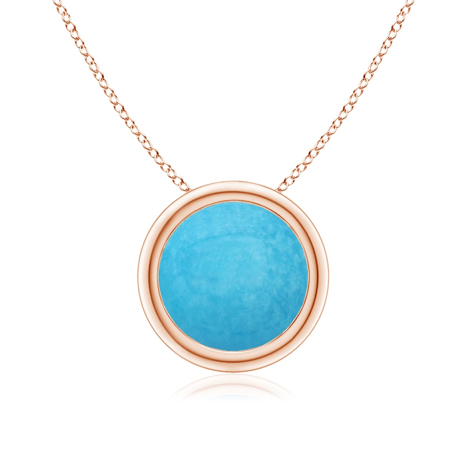 8mm A Bezel-Set Round Turquoise Solitaire Pendant in Rose Gold 