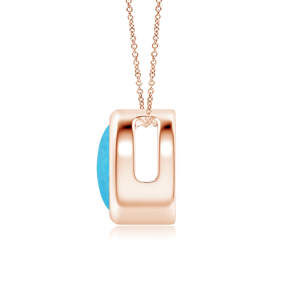 8mm A Bezel-Set Round Turquoise Solitaire Pendant in Rose Gold side 199