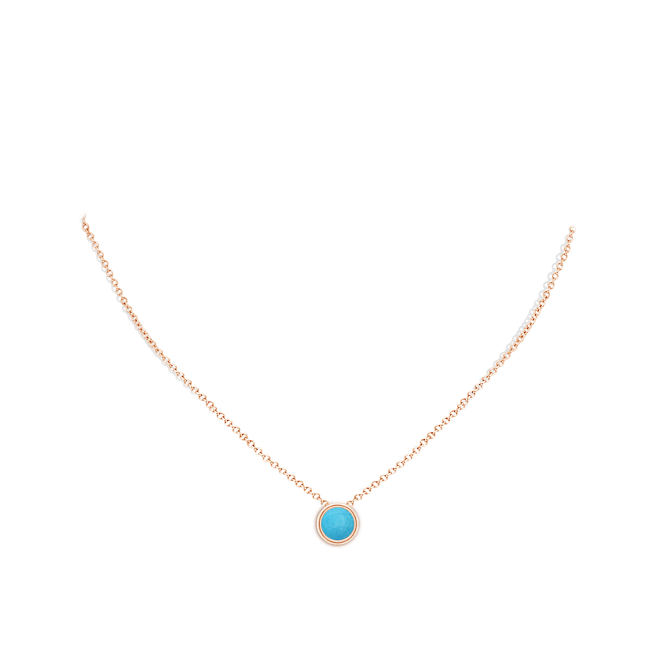 8mm A Bezel-Set Round Turquoise Solitaire Pendant in Rose Gold pen