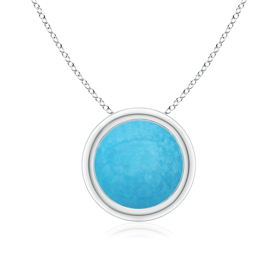 8mm A Bezel-Set Round Turquoise Solitaire Pendant in S999 Silver 