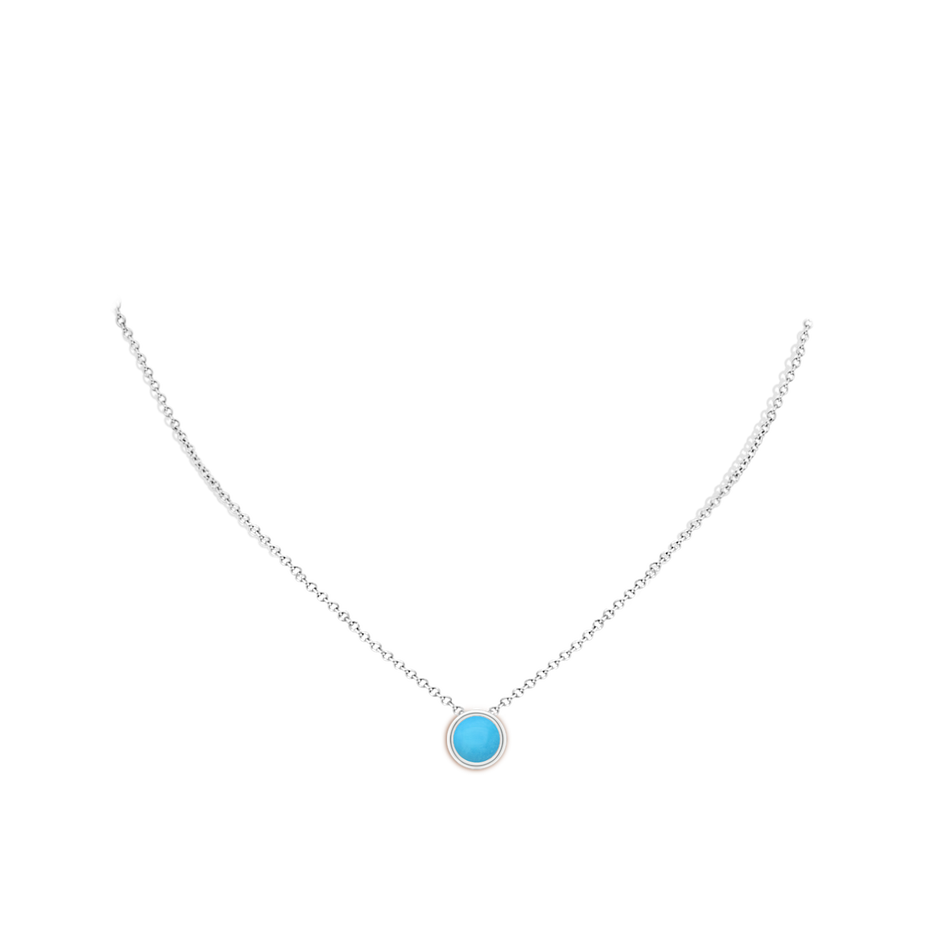 8mm AAA Bezel-Set Round Turquoise Solitaire Pendant in S999 Silver pen
