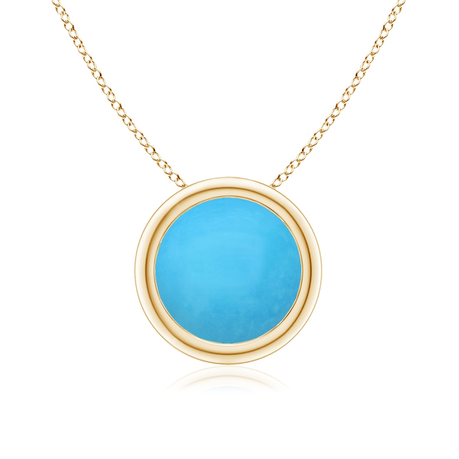 8mm AAA Bezel-Set Round Turquoise Solitaire Pendant in Yellow Gold 