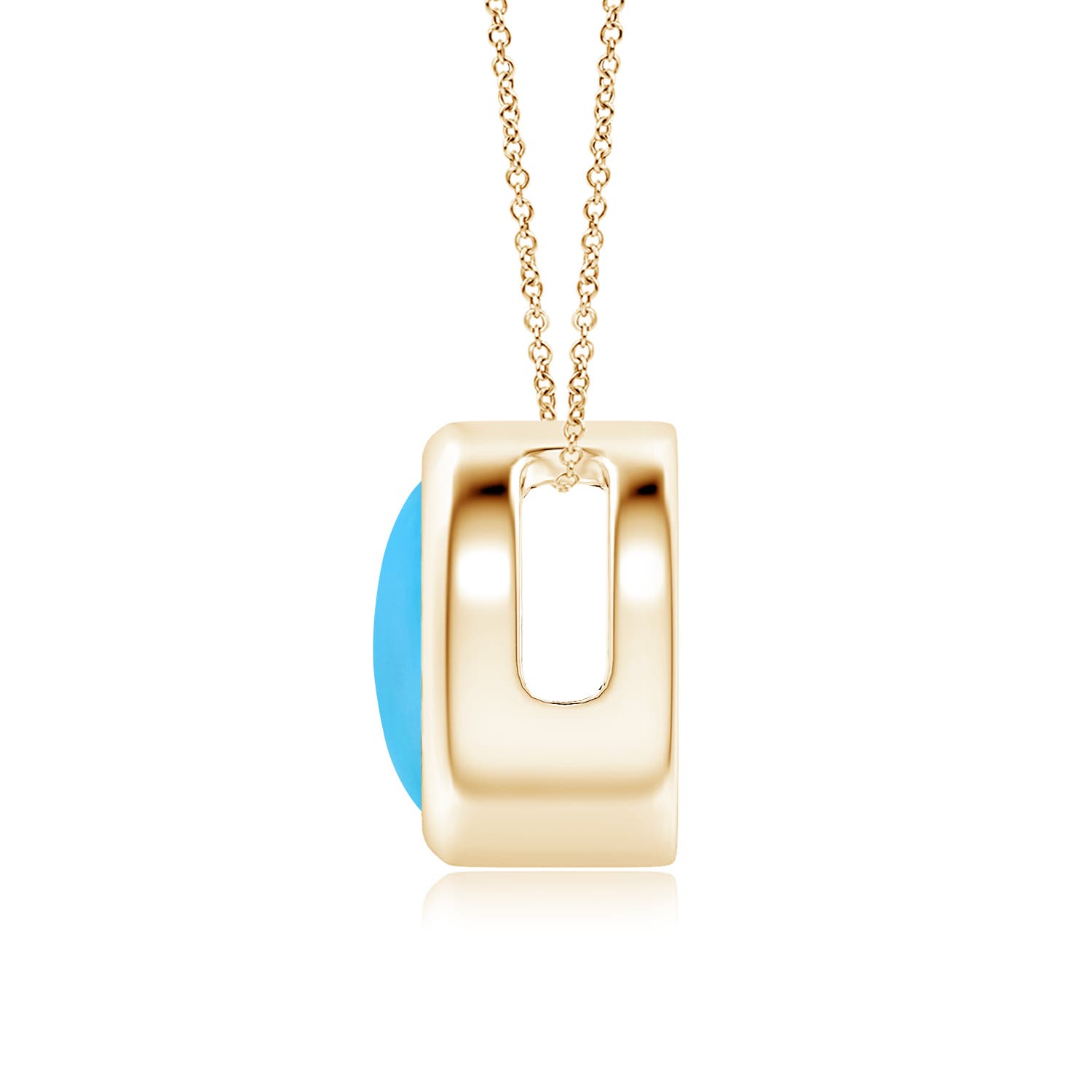 8mm AAA Bezel-Set Round Turquoise Solitaire Pendant in Yellow Gold