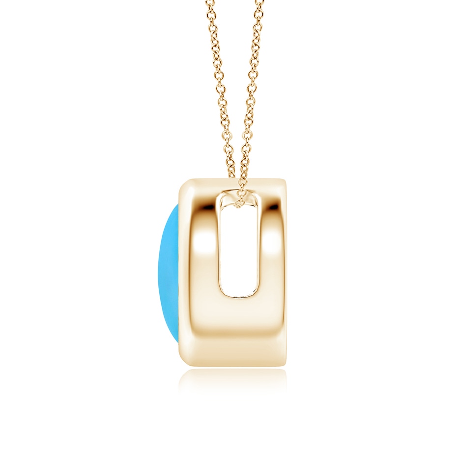 8mm AAA Bezel-Set Round Turquoise Solitaire Pendant in Yellow Gold side 199