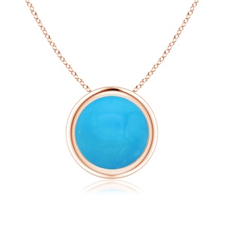 8mm AAAA Bezel-Set Round Turquoise Solitaire Pendant in Rose Gold