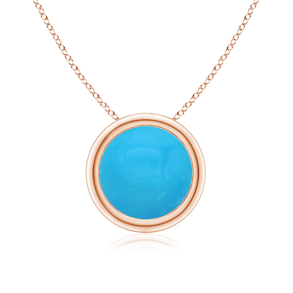 8mm AAAA Bezel-Set Round Turquoise Solitaire Pendant in Rose Gold 
