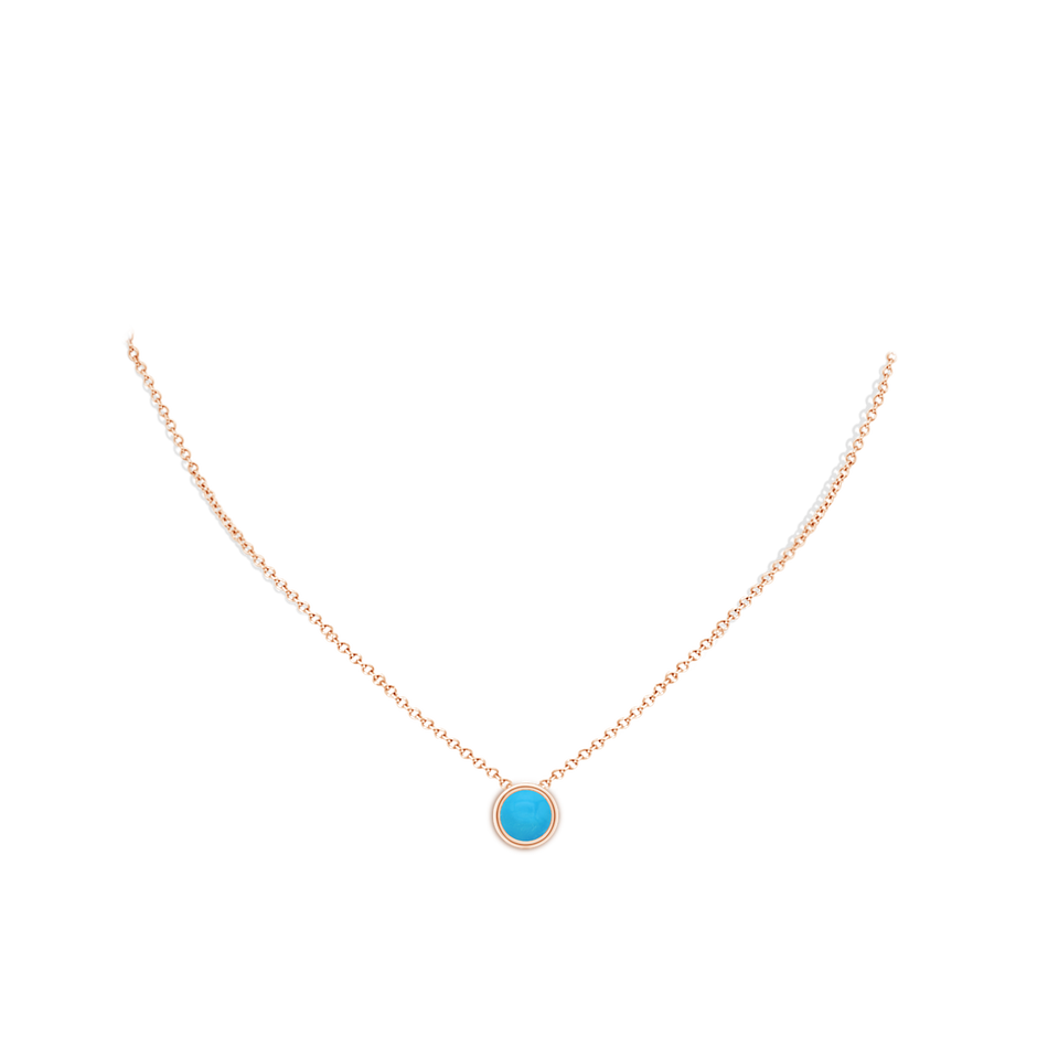 8mm AAAA Bezel-Set Round Turquoise Solitaire Pendant in Rose Gold pen