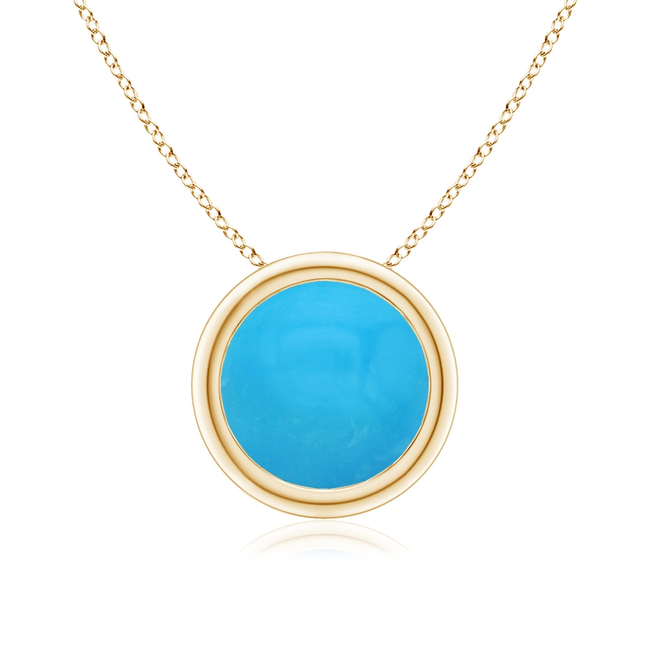 8mm AAAA Bezel-Set Round Turquoise Solitaire Pendant in Yellow Gold 