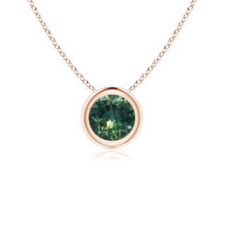 5mm AA Bezel-Set Round Teal Montana Sapphire Solitaire Pendant in Rose Gold