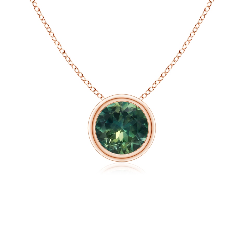 5mm AA Bezel-Set Round Teal Montana Sapphire Solitaire Pendant in Rose Gold 