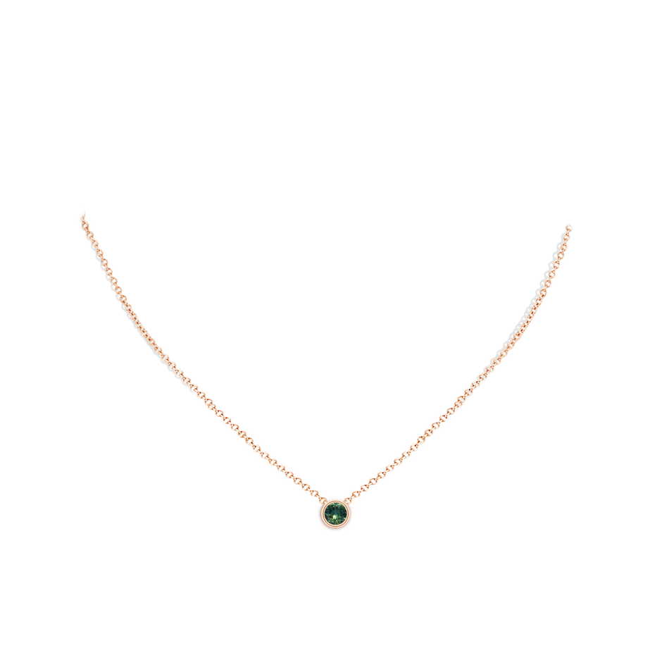 5mm AA Bezel-Set Round Teal Montana Sapphire Solitaire Pendant in Rose Gold pen