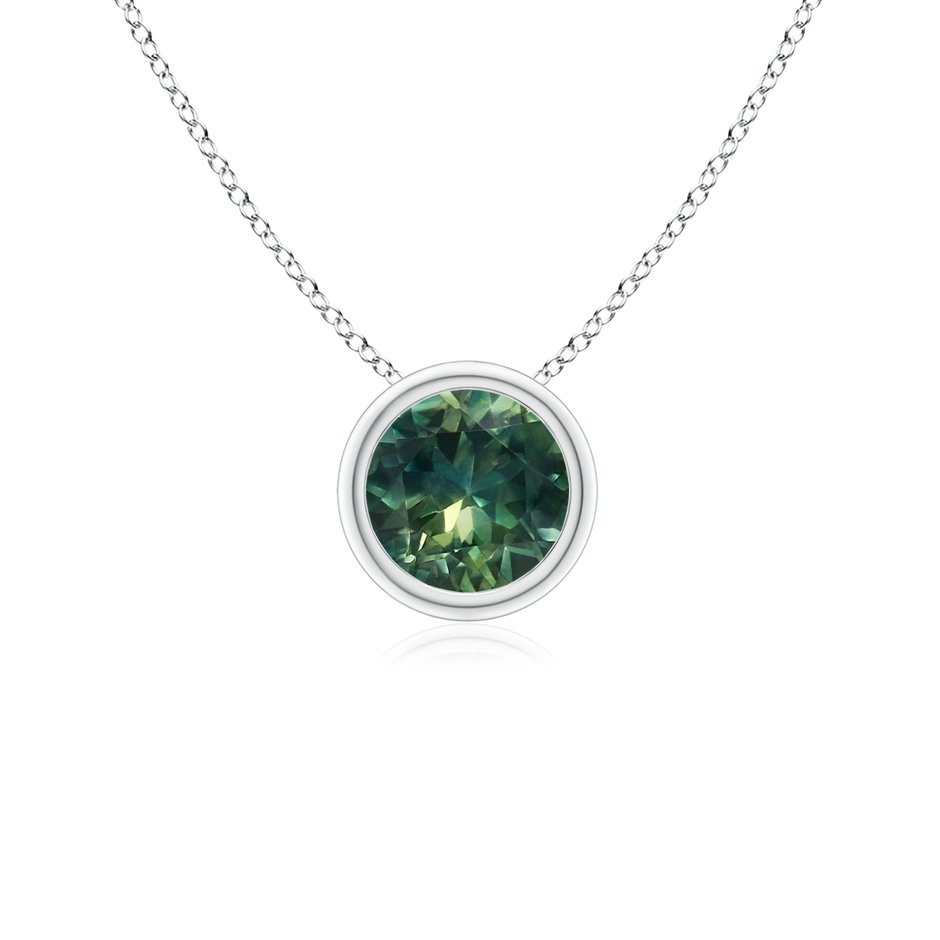 5mm AA Bezel-Set Round Teal Montana Sapphire Solitaire Pendant in White Gold 