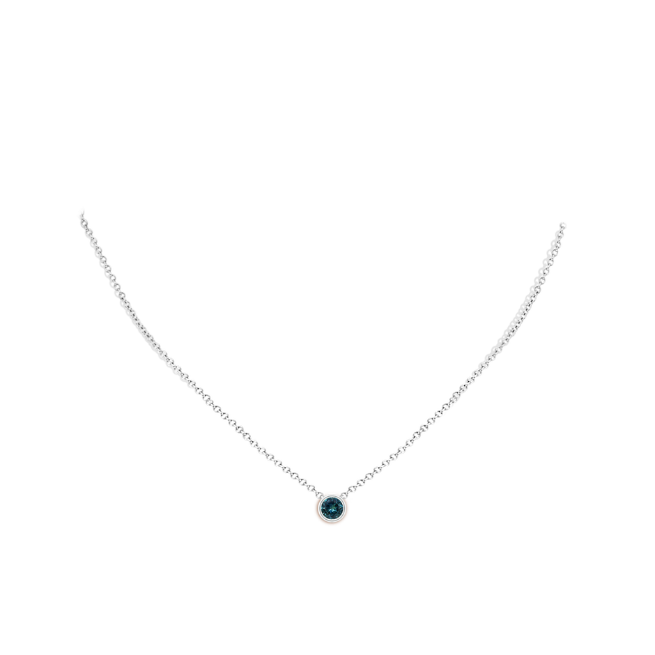 5mm AAA Bezel-Set Round Teal Montana Sapphire Solitaire Pendant in P950 Platinum pen