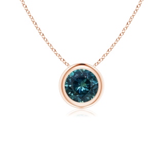 5mm AAA Bezel-Set Round Teal Montana Sapphire Solitaire Pendant in Rose Gold