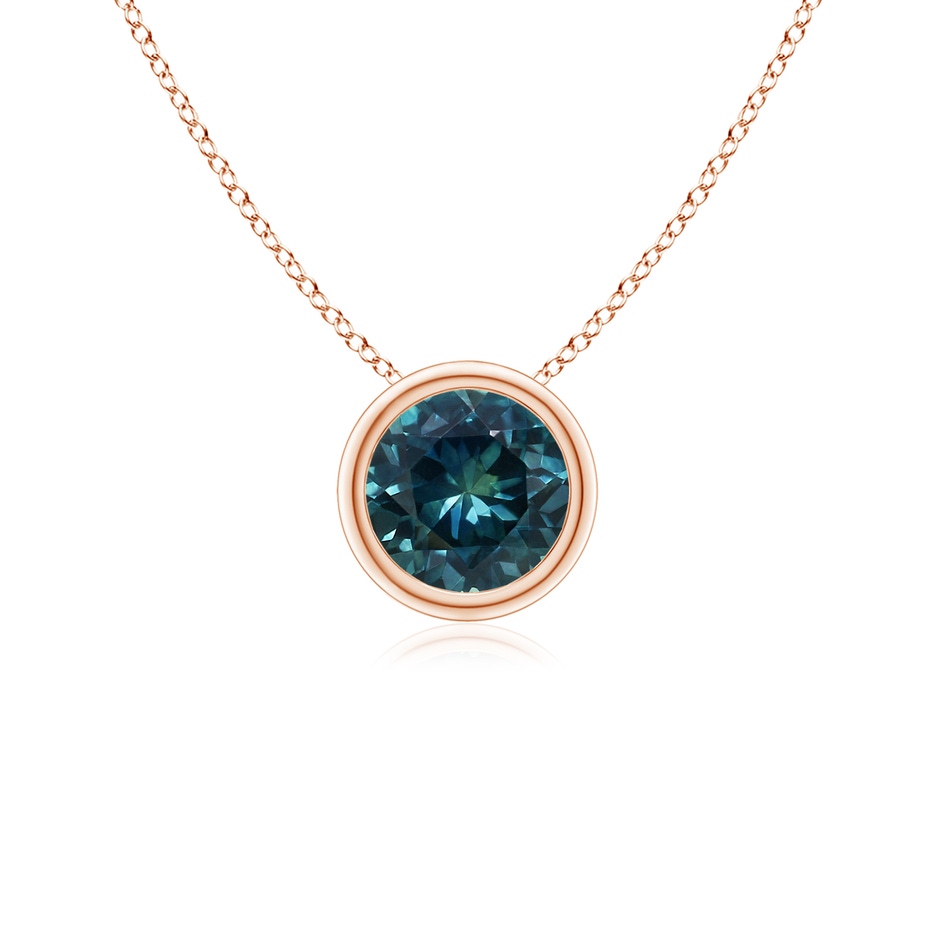 5mm AAA Bezel-Set Round Teal Montana Sapphire Solitaire Pendant in Rose Gold 