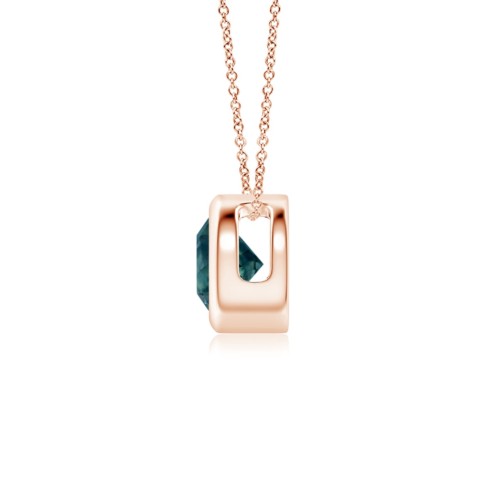 5mm AAA Bezel-Set Round Teal Montana Sapphire Solitaire Pendant in Rose Gold Side 1