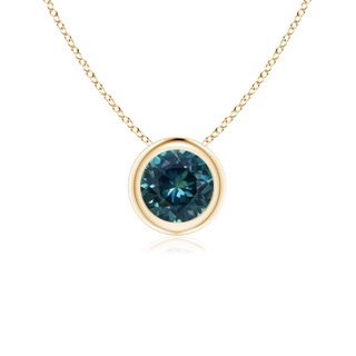 5mm AAA Bezel-Set Round Teal Montana Sapphire Solitaire Pendant in Yellow Gold