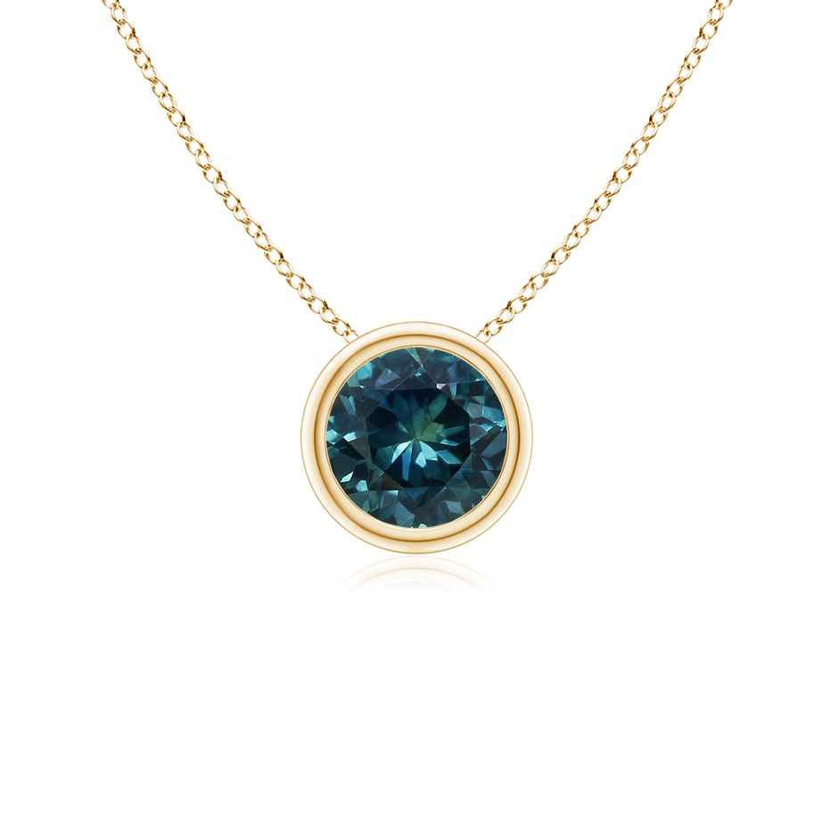 5mm AAA Bezel-Set Round Teal Montana Sapphire Solitaire Pendant in Yellow Gold 
