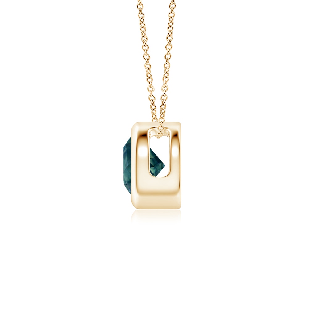 5mm AAA Bezel-Set Round Teal Montana Sapphire Solitaire Pendant in Yellow Gold - side 199