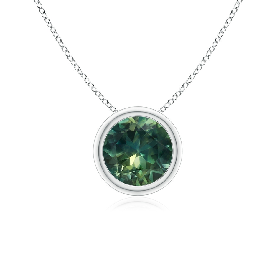 6mm AA Bezel-Set Round Teal Montana Sapphire Solitaire Pendant in P950 Platinum 